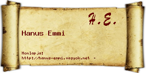 Hanus Emmi névjegykártya